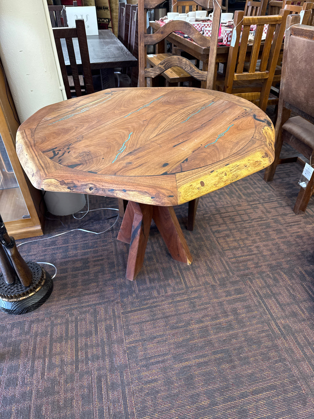 Mesquite and Turquoise dining table - Stock Item!