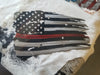 Tattered Metal Red Line American Flag 24 inch wide STOCK ITEM!