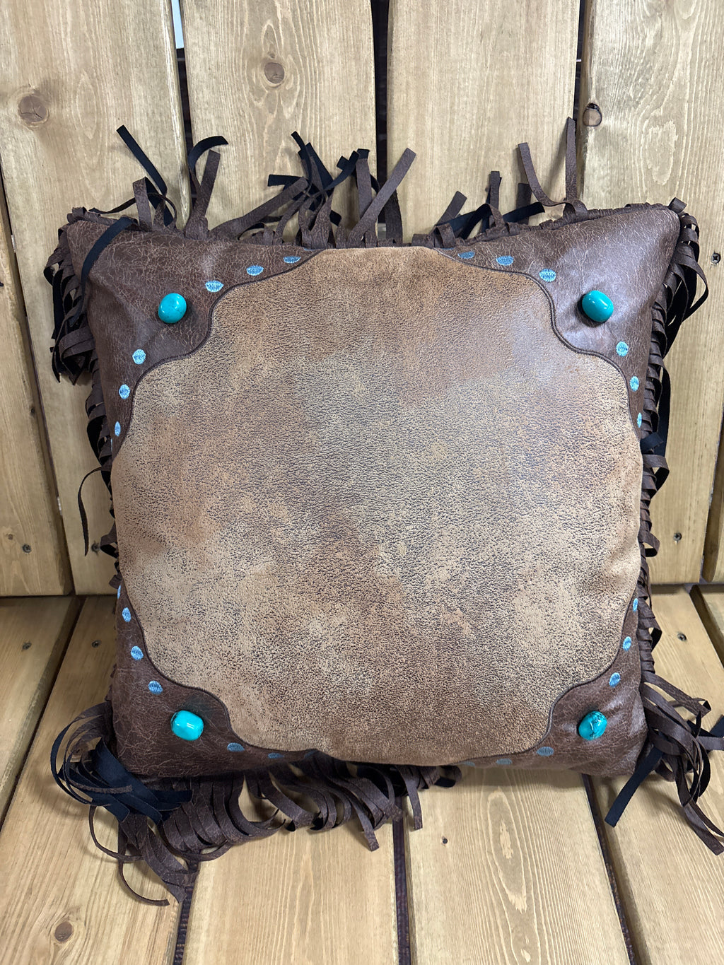 Curved Corner Pillow with Turquoise