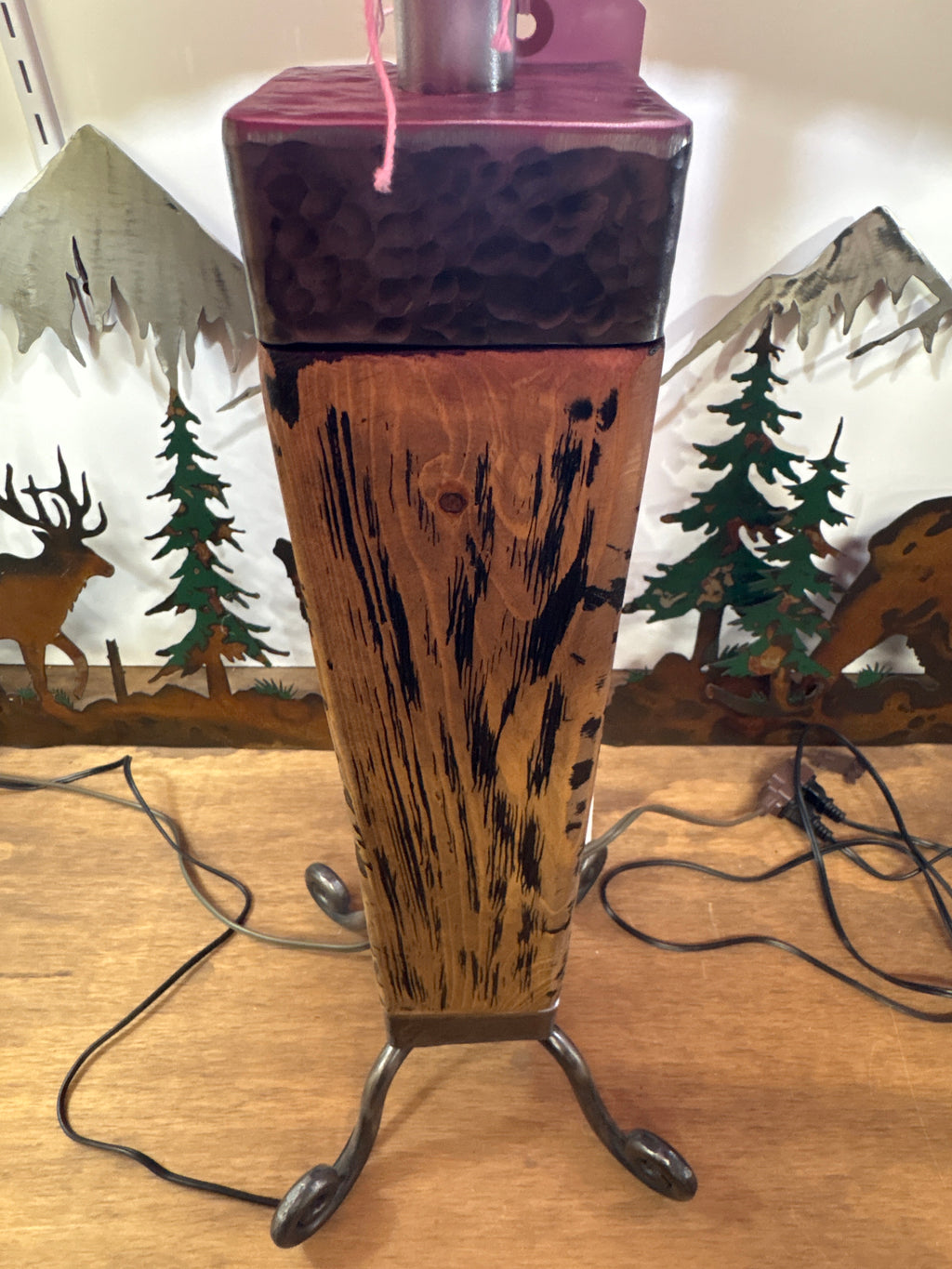 Wood Table Lamp Metal Accents HJTL 001 Black