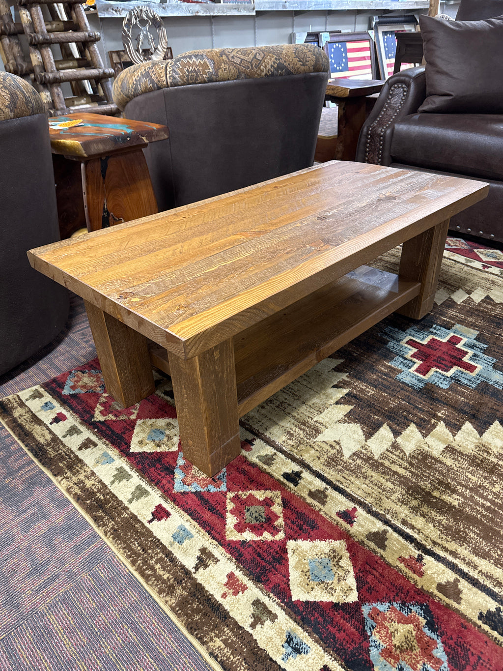 The Sawmill Collection 24" x 48” coffee table with shelf - Stock Item!