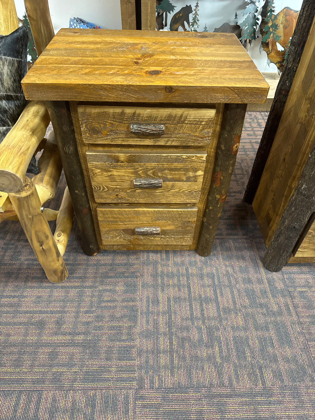 Sawtooth Hickory 3 Drawer Nightstand - STOCK ITEM! SAVE 20%!