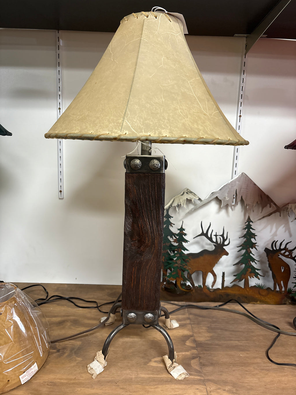 Wood Table Lamp Metal Accents HJTL 002 Dark