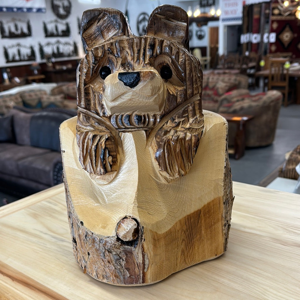 Brown Bear in Stump 12” Tall, Stock Item!