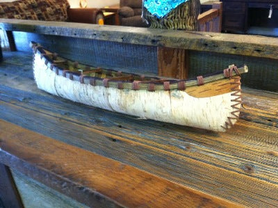 HANDMADE BIRCHBARK CANOE, SMALL 24" - STOCK ITEM!