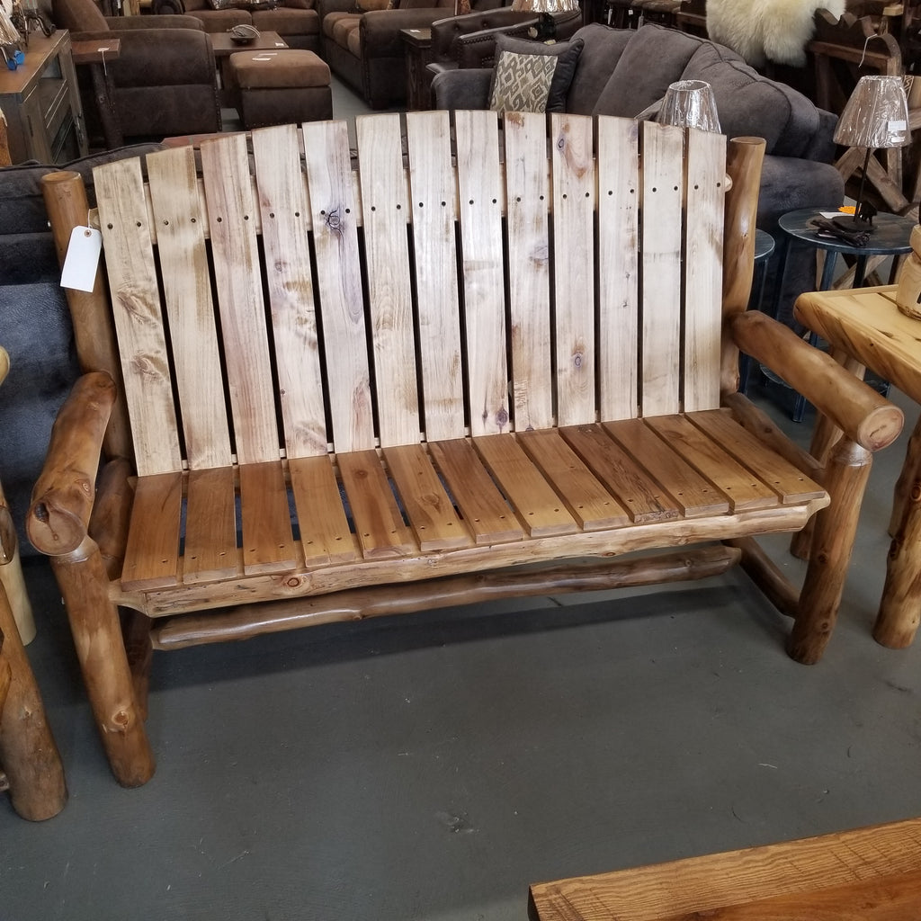 ASPEN LOG Outdoor Captain's Bench (60″W) - STOCK ITEM!