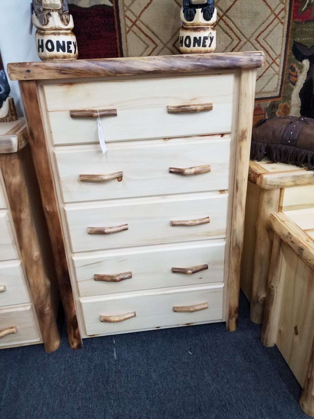 ASPEN LOG 5 DRAWER CHEST - STOCK ITEM!