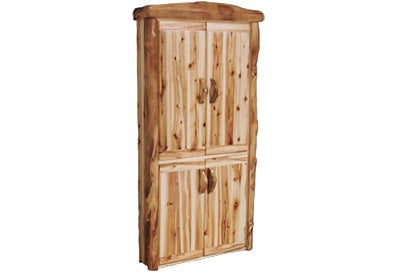 ASPEN LOG Corner Cabinet in Flat Front (39″W) in Wild Panel & Natural Log.