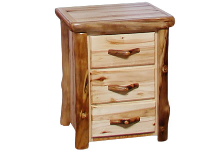 ASPEN LOG 3 DRAWER NIGHTSTAND WITH SLIDING TOP - STOCK ITEM!