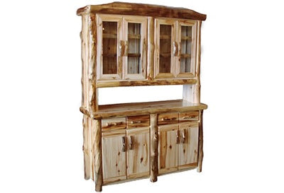 ASPEN LOG Buffet and Hutch in Flat Front (60″W) in Wild Panel & Natural Log