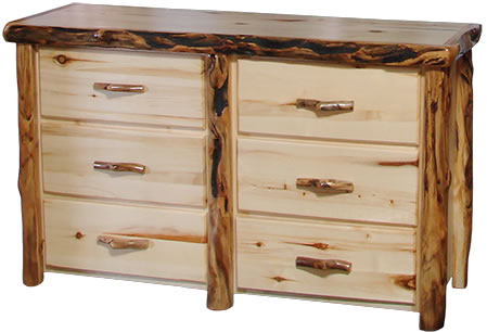 ASPEN LOG 6 DRAWER DRESSER - STOCK ITEM!