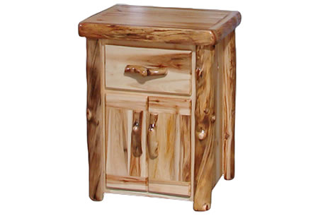 ASPEN LOG 1 DRAWER 2 DOOR NIGHTSTAND WITH SLIDING TOP - STOCK ITEM!