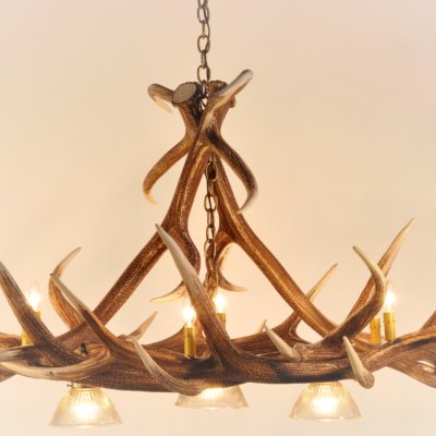 Elk 6 Faux Antler Chandelier with 3 downlights - Stock Item!