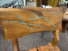 5 Piece Set - Mesquite Pub Table with Turquoise and Copper Inlay with a Iron Base