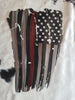 Tattered Metal Red Line American Flag 30 inch wide STOCK ITEM!