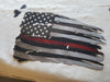 Tattered Metal Red Line American Flag 30 inch wide STOCK ITEM!