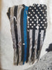 Tattered Metal Blue Line American Flag 24 inch wide STOCK ITEM!