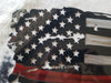 Tattered Metal Red Line American Flag 24 inch wide STOCK ITEM!