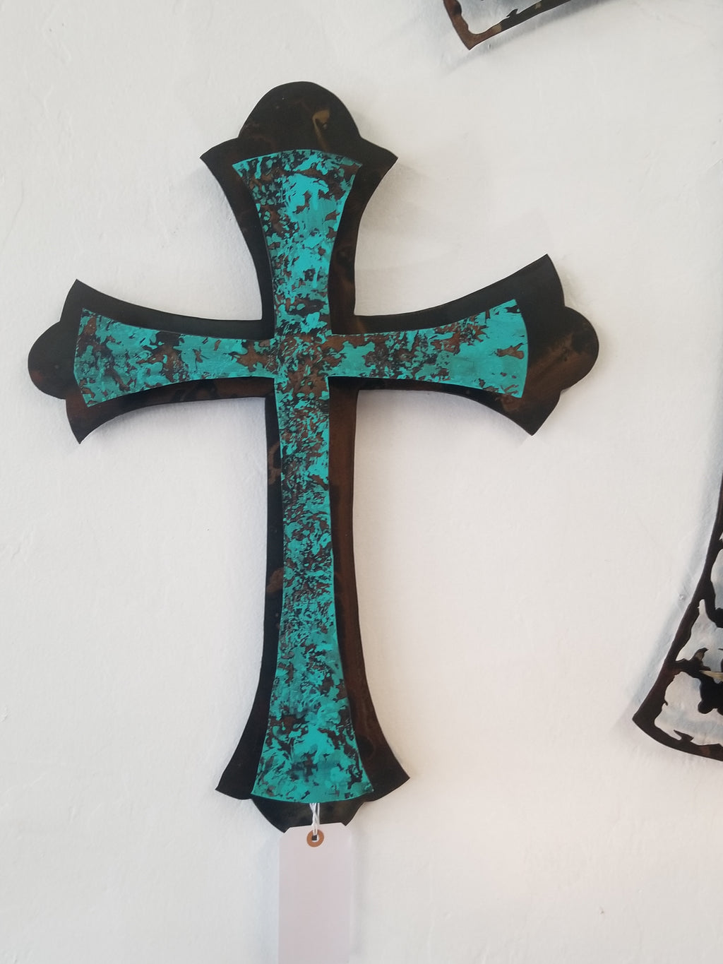 Celtic Cross 3-D Metal Art in Turquoise 2ft tall STOCK ITEM!