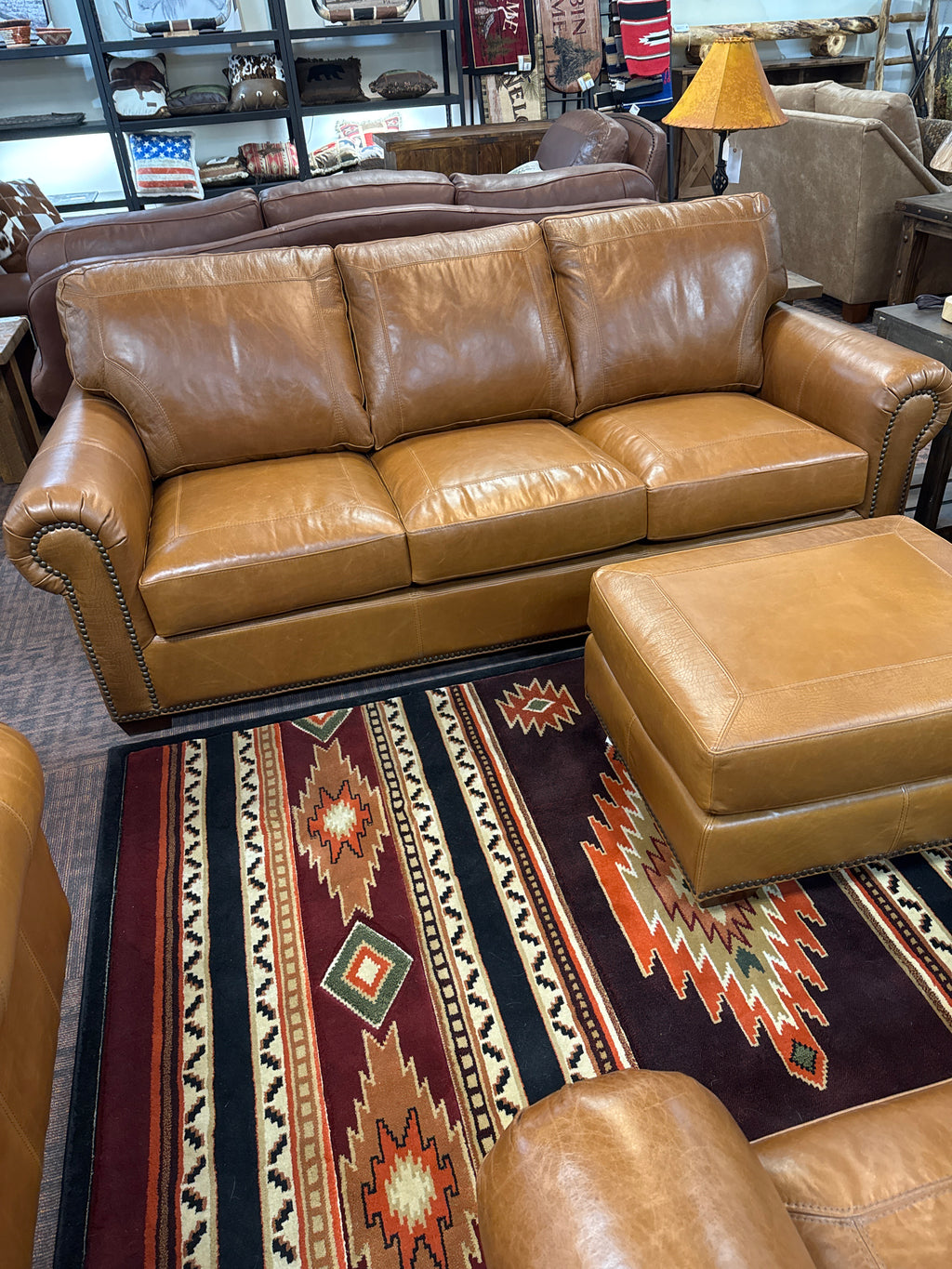 Saddle Glove Leather Sofa. Stock Item! Save 20%!