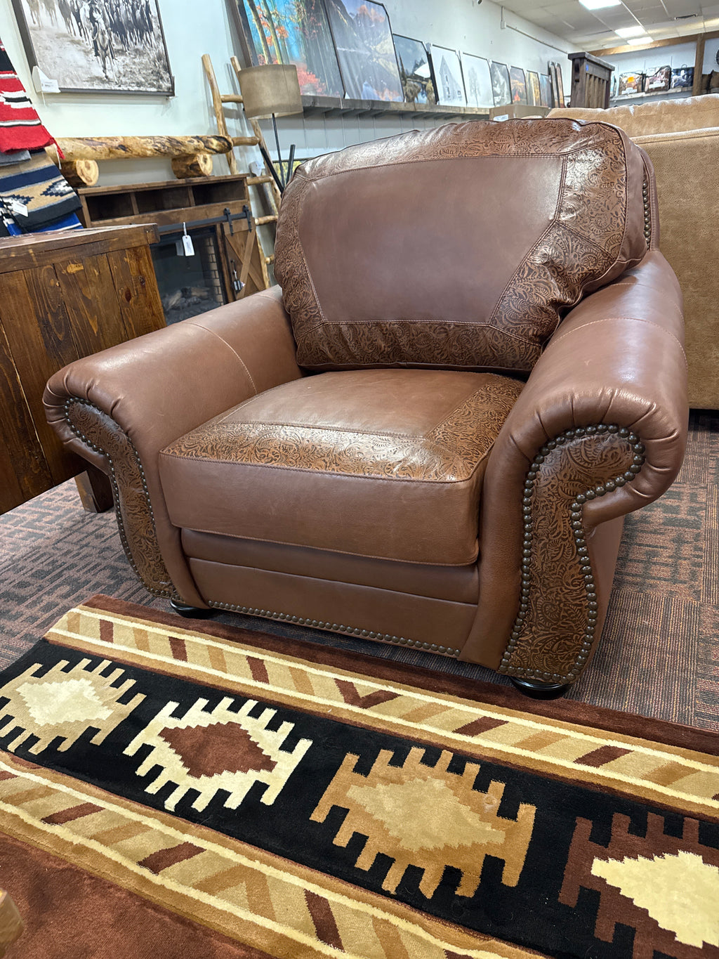 Paisley Leather Chair. Stock Item! Save 20%!