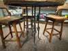 5 Piece Set - Mesquite Pub Table with Turquoise and Copper Inlay with a Iron Base