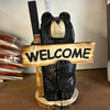 Hunting Black Bear with Sign 18" Tall, Stock Item!