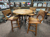 5 Piece Set - Mesquite Pub Table with Turquoise and Copper Inlay with a Iron Base