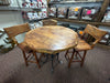 5 Piece Set - Mesquite Pub Table with Turquoise and Copper Inlay with a Iron Base