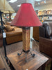 Wood Table Lamp Metal Accents HJTL 001 Red