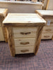 ASPEN LOG 3 DRAWER NIGHTSTAND WITH SLIDING TOP - STOCK ITEM!