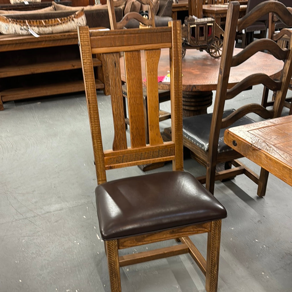 Reclaimed Barnwood  Stony Brooke side chair with leather seat - Stock Item! Save 20%!