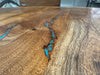 5 Piece Set - Mesquite Pub Table with Turquoise and Copper Inlay with a Iron Base