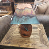 MESQUITE LAMP WITH TURQUOISE INLAY AND SOLID COPPER SHADE 18" - Stock Item!