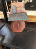 MESQUITE LAMP WITH TURQUOISE INLAY AND SOLID COPPER SHADE 15" - Stock Item!