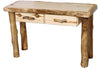 ASPEN LOG Sofa Table with Drawer in Flat Front (48″W)  in Natural Panel & Natural Log