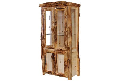 ASPEN LOG Lower Door Display Cabinet in Log Front (39″W)  in Natural Panel & Natural Log.
