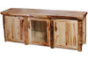 ASPEN LOG TV Stand in Flat Front (72″W)  in Wild Panel & Natural Log.