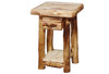 ASPEN LOG End Table with Drawer in Log Front (18″W)  in Wild Panel & Natural Log.