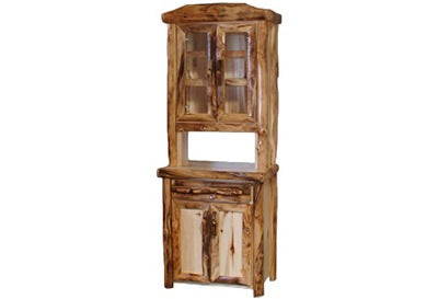 ASPEN LOG Buffet and Hutch in Log Front (33″W) in Natural Panel & Natural Log.