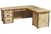 ASPEN LOG L-Desk in Flat Front (72″W) in Natural Panel & Natural Log.