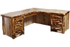 ASPEN LOG L-Desk in Log Front (72″W) in Natural Panel & Gnarly Log.