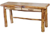 ASPEN LOG Table Desk with Drawer in Flat Front (60″W) in Natural Panel & Natural Log.