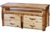 ASPEN LOG 4 Drawer TV Stand in Flat Front (48″W)in Natural Panel & Natural Log.