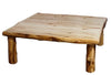 ASPEN LOG  Square Coffee Table (48″ x 48″) in Wild Panel & Natural Log.
